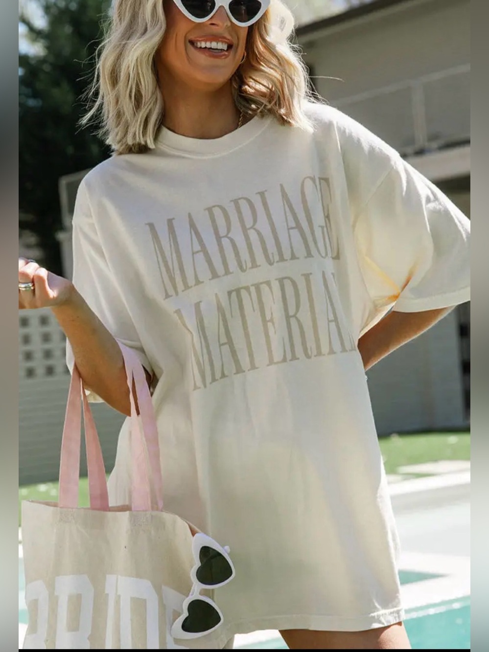 100% Cotton Cream Graphic Tee Dress - Marriage Material New